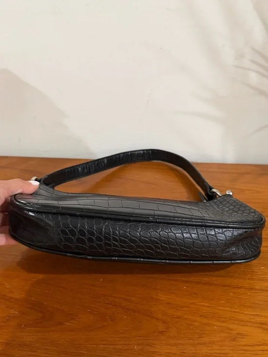 Urban Outfitters Black Vegan Leather Croc Mini Shoulder Bag Small Purse - Picture 5 of 9